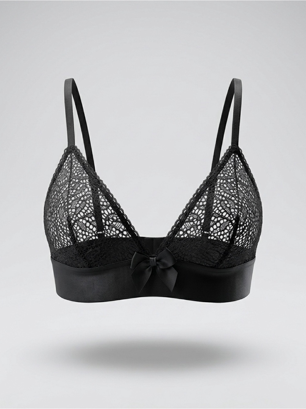 Stella McCartney Soft Cup Black Lace Bralette with Satin Band and Bow